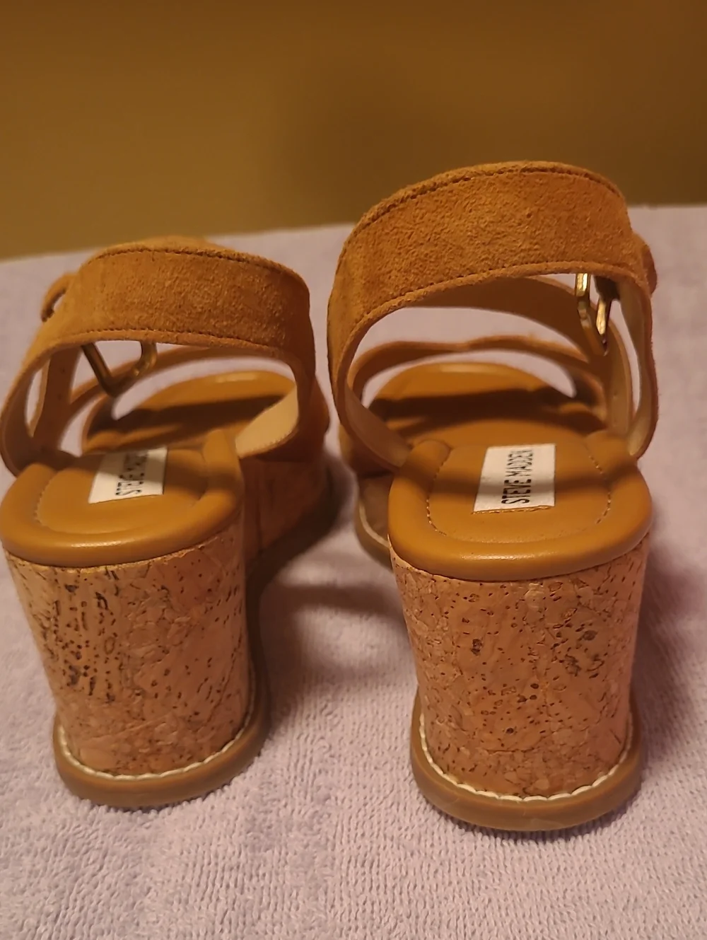 Steve Madden Robbin Platform Tan Suede Sandals with Ankle Strap